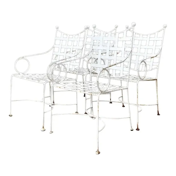 Vintage Wrought Iron Dining Chairs After Papperzini