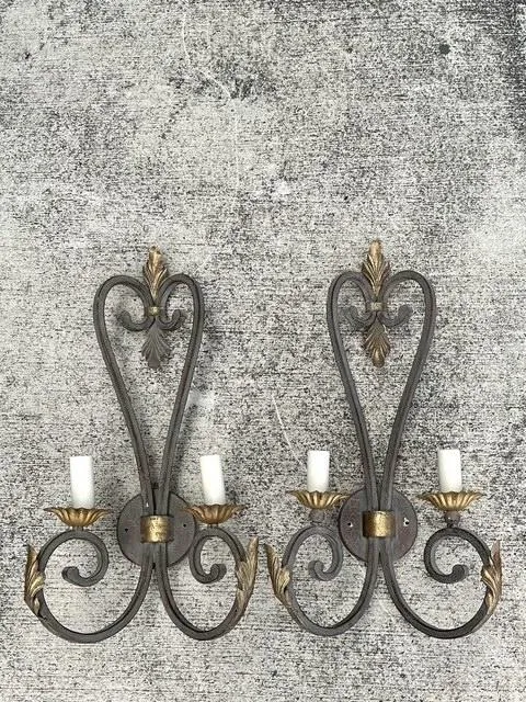 Vintage Wrought Iron Light Sconce - A Pair — additional photo 2