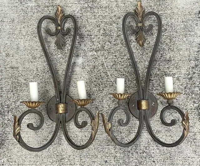 Vintage Wrought Iron Light Sconce - A Pair — additional photo 4
