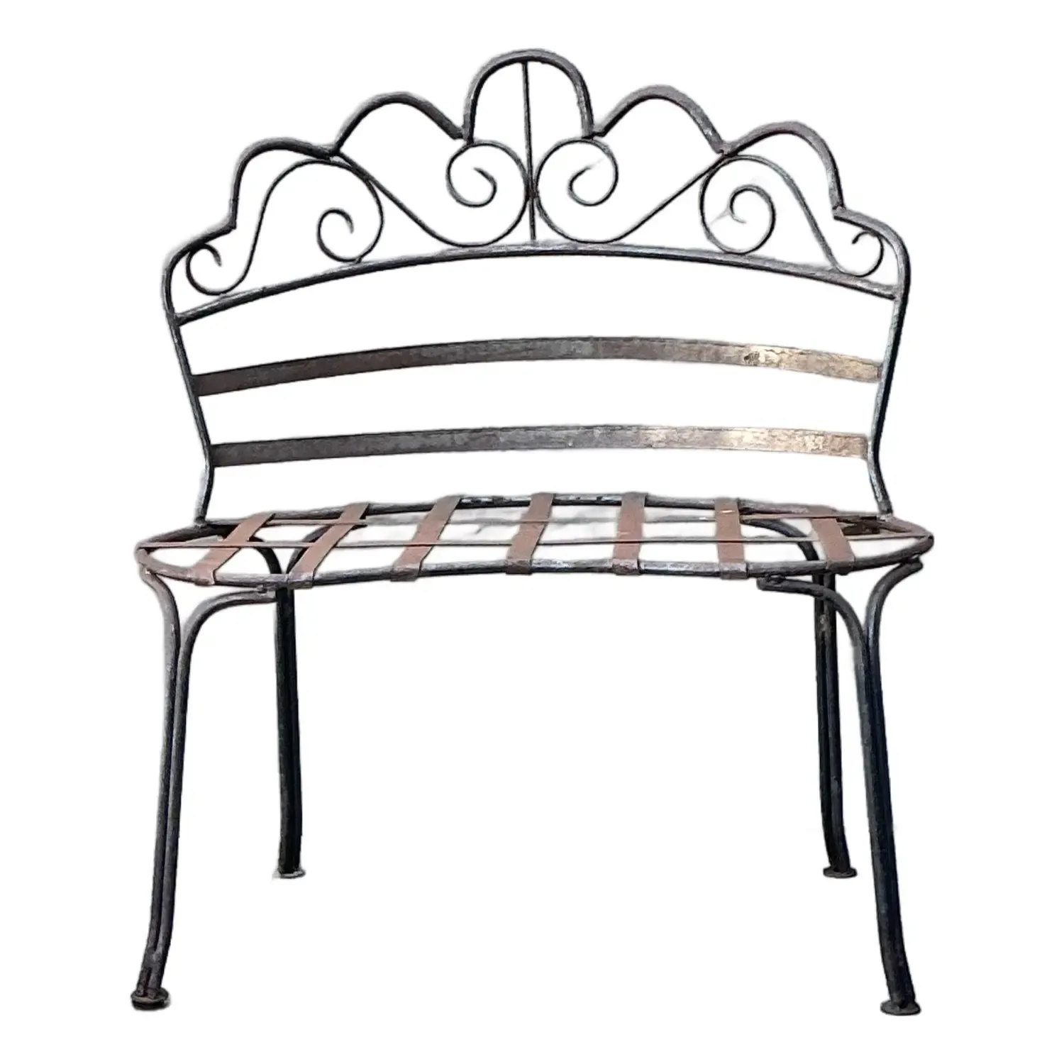 Vintage Wrought Iron Scroll Bench — additional photo 1