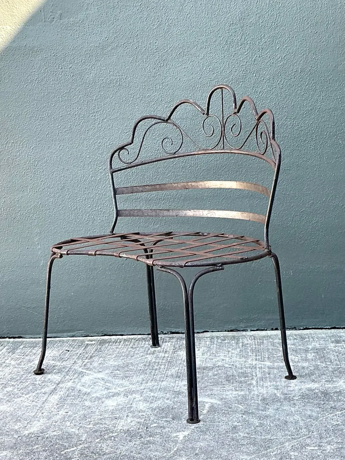 Vintage Wrought Iron Scroll Bench — additional photo 5