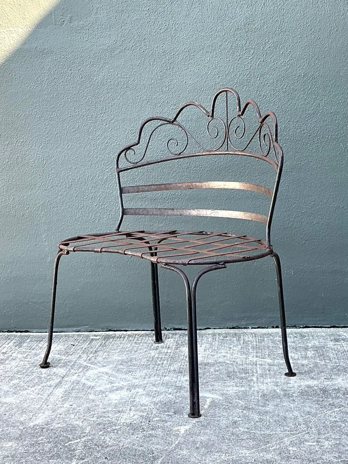 Vintage Wrought Iron Scroll Bench — additional photo 6