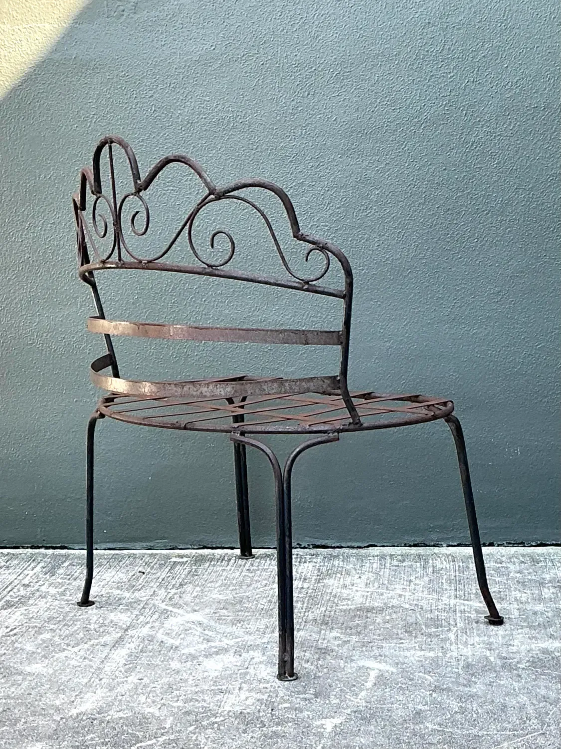 Vintage Wrought Iron Scroll Bench — additional photo 7