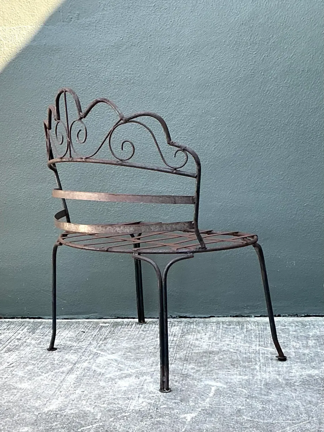 Vintage Wrought Iron Scroll Bench — additional photo 8