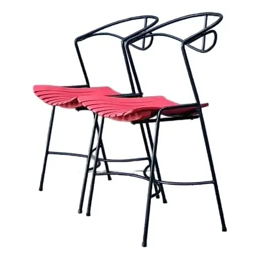 Vintage Wrought Iron Slat Chairs After Arthur Umanoff - A Pair — additional photo 1